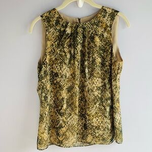 Jones New York Top Camo Olive Reptile Sleeveless Office Work Casual Petite 6